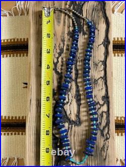 VINTAGE NOS Native American Square Lapis & Turquoise Necklace Heishi Sterling