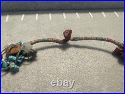 VINTAGE Native American Multi Gemstone Beaded Necklace 6 Strand 17 Length jb1