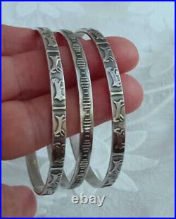 VINTAGE Native American NAVAJO Sterling Silver BANGLE Bracelets SIGNED RVT Rare