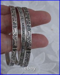 VINTAGE Native American NAVAJO Sterling Silver BANGLE Bracelets SIGNED RVT Rare