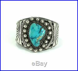 VINTAGE Native American Navajo Sterling Silver Turquoise Cuff Bracelet