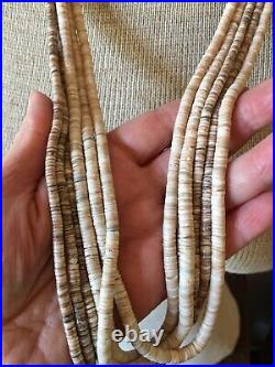 VINTAGE Native American Santo Domingo Two Natural Shell Fine Heishi Necklaces