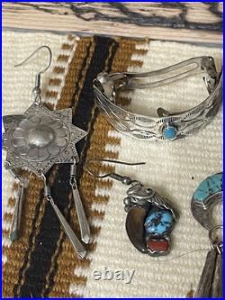 VINTAGE Native American Southwestern Sterling Silver Jewelry Lot Turquoise Anglo