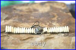 VINTAGE Native American Sterling Silver Agate & Bovine Bone Chocker Necklace