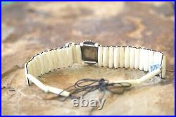 VINTAGE Native American Sterling Silver Agate & Bovine Bone Chocker Necklace