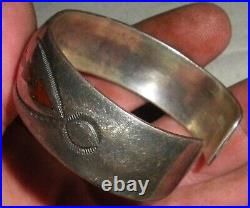 VINTAGE SIGNED TOMMY SINGER TURQUOISE CORAL STERLING SILVER BRACELET vafo