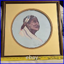 VINTAGE Wichita Pawnee Native American FRAMED 1978 TRUMAN LORENTZ Signed Woman