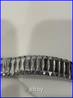VINTAGE Zuni Turquoise Inlay Sterling Silver Watch Band Signed S. M. 22 Gemstone