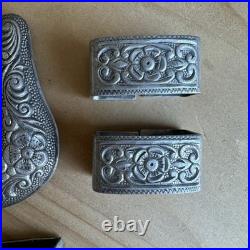VTG 1950s Western Ranger Belt Buckle Set Handmade 4-Piece 13/16 Sterling 36.7g