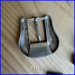 VTG 1950s Western Ranger Belt Buckle Set Handmade 4-Piece 13/16 Sterling 36.7g