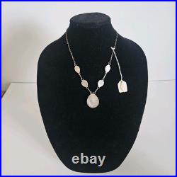 VTG Bear Paw Squash Blossom Necklace Sterling Silver Onyx Navajo Jewelry 20