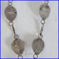 VTG Bear Paw Squash Blossom Necklace Sterling Silver Onyx Navajo Jewelry 20
