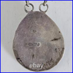 VTG Bear Paw Squash Blossom Necklace Sterling Silver Onyx Navajo Jewelry 20
