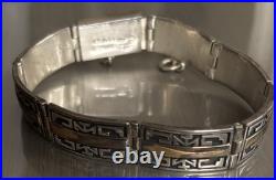 VTG Calvin Begay Navajo Str Slvr 14k Gold Overlay Heavy Bracelet Mens Womens 7
