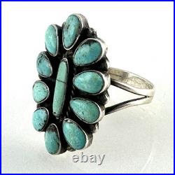 VTG Handcrafted Navajo Turquoise Cluster Ring Sterling Silver Native American