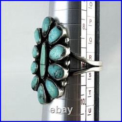 VTG Handcrafted Navajo Turquoise Cluster Ring Sterling Silver Native American