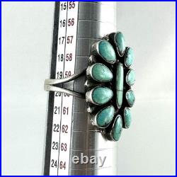 VTG Handcrafted Navajo Turquoise Cluster Ring Sterling Silver Native American