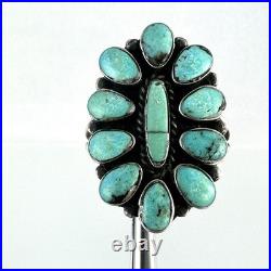 VTG Handcrafted Navajo Turquoise Cluster Ring Sterling Silver Native American