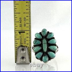 VTG Handcrafted Navajo Turquoise Cluster Ring Sterling Silver Native American