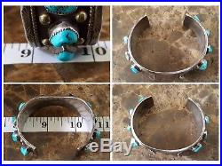 VTG Huge Old Pawn SW Native Navajo 8 Fine Turquoise Watch Cuff Bracelet Sterling