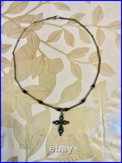 VTG Lot Native American Sterling turquoise cross Pendant Necklace Southwest