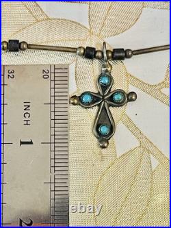 VTG Lot Native American Sterling turquoise cross Pendant Necklace Southwest