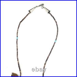VTG Native American Fetish Carved Horse Animal Multi Stone Necklace STERLING