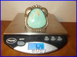 VTG Native American Joeba Green Turquoise Sterling 62.8 Grams Cuff Bracelet