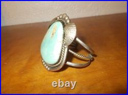 VTG Native American Joeba Green Turquoise Sterling 62.8 Grams Cuff Bracelet