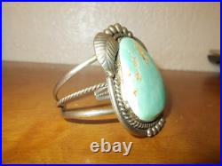 VTG Native American Joeba Green Turquoise Sterling 62.8 Grams Cuff Bracelet