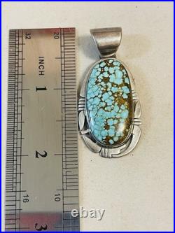 VTG Native American Navajo P. Sanchez Sterling Silver Turquoise Pendant