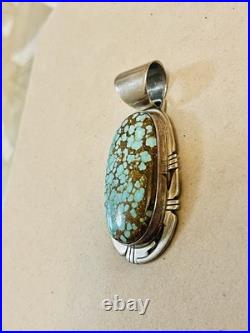VTG Native American Navajo P. Sanchez Sterling Silver Turquoise Pendant