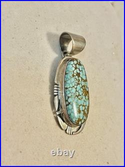 VTG Native American Navajo P. Sanchez Sterling Silver Turquoise Pendant
