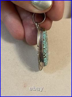 VTG Native American Navajo P. Sanchez Sterling Silver Turquoise Pendant