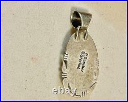 VTG Native American Navajo P. Sanchez Sterling Silver Turquoise Pendant