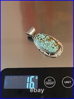 VTG Native American Navajo P. Sanchez Sterling Silver Turquoise Pendant