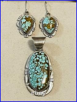 VTG Native American Navajo P. Sanchez Sterling Silver Turquoise Pendant