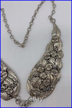 VTG Native American Navajo Sterling Silver & Large Amethyst Necklace 120g #b0b
