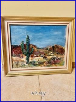 VTG Native American Southwest Original Oil Painting PICTURE CACTUS DESERT SCENE