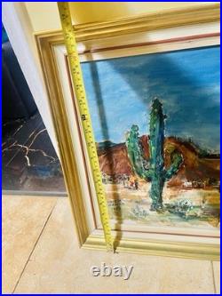 VTG Native American Southwest Original Oil Painting PICTURE CACTUS DESERT SCENE