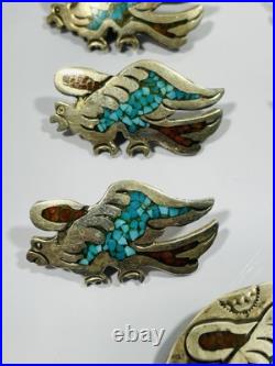 VTG Native American Sterling Silver Chip Inlay Eagle Squash Blossom PARTS