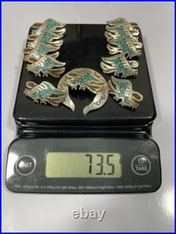 VTG Native American Sterling Silver Chip Inlay Eagle Squash Blossom PARTS