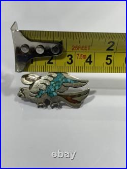 VTG Native American Sterling Silver Chip Inlay Eagle Squash Blossom PARTS