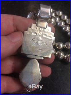 VTG Native American Sterling Silver Kachina Pendant Beaded Necklace G Sanchez