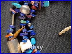 VTG Native American Triple Strand Turquoise Lapis Lazuli Necklace