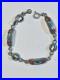 VTG Native American ZUNI STERLING SILVER Turquoise Coral MOP Bracelet SZ 7.75-8
