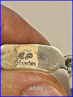 VTG Native American ZUNI STERLING SILVER Turquoise Coral MOP Bracelet SZ 7.75-8