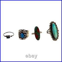 VTG Native American Zuni Navajo sterling silver turquoise Ladies rings lot of 5