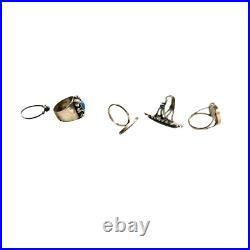 VTG Native American Zuni Navajo sterling silver turquoise Ladies rings lot of 5