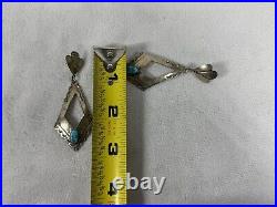 VTG Navajo Juan Guerro Handmade Sterling Turquoise Dangling Earring 925